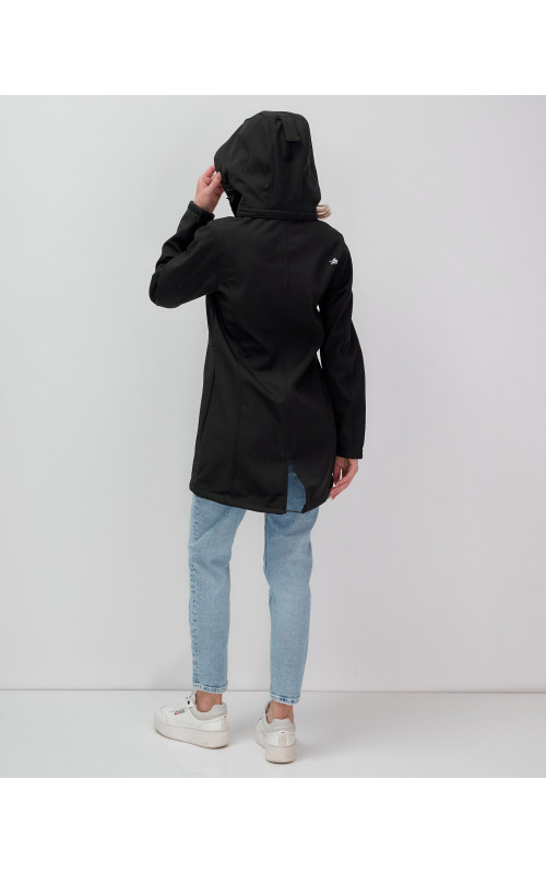 Женская спортивная парка с капюшоном softshell, чёрная, для активного отдыха в Тюмени