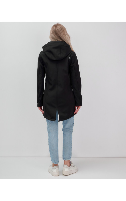 Женская спортивная парка с капюшоном softshell, чёрная, для активного отдыха в Тюмени