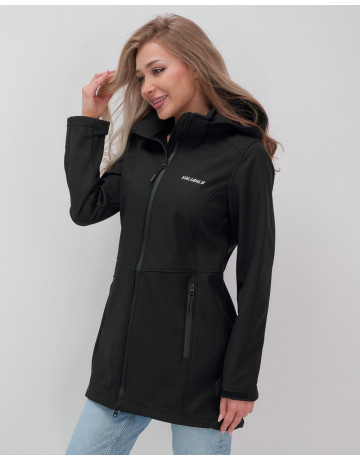 Женская спортивная парка с капюшоном softshell, чёрная, для активного отдыха в Тюмени