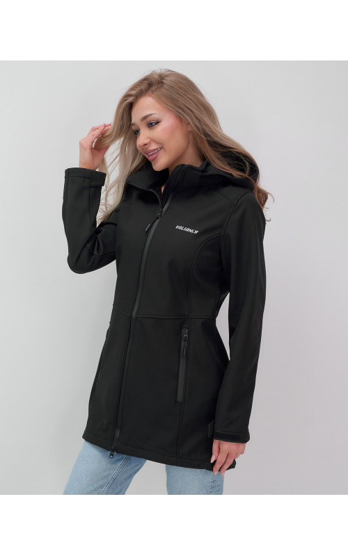 Женская спортивная парка с капюшоном softshell, чёрная, для активного отдыха в Тюмени