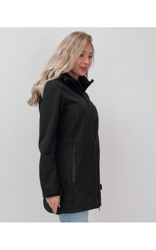 Женская спортивная парка с капюшоном softshell, чёрная, для активного отдыха в Тюмени