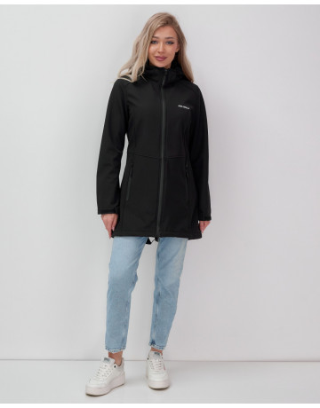 Женская спортивная парка с капюшоном softshell, чёрная, для активного отдыха в Тюмени