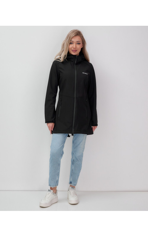 Женская спортивная парка с капюшоном softshell, чёрная, для активного отдыха в Тюмени