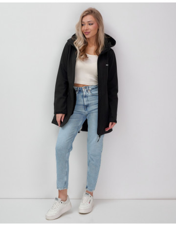 Женская спортивная парка с капюшоном softshell, чёрная, для активного отдыха в Тюмени