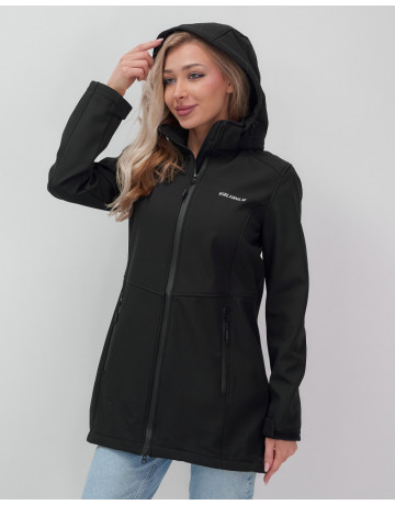 Женская спортивная парка с капюшоном softshell, чёрная, для активного отдыха в Тюмени