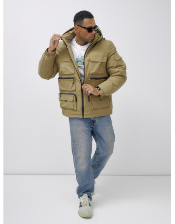 Мужская зимняя куртка большого размера с регулируемым капюшоном