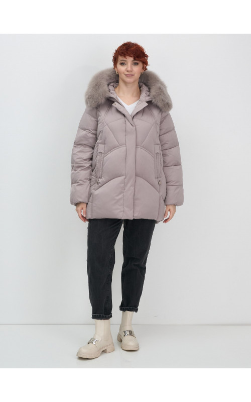 Пуховик для женщин с мехом песца