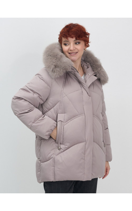 Пуховик для женщин с мехом песца