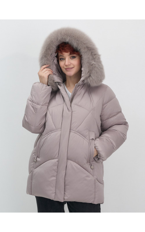 Пуховик для женщин с мехом песца