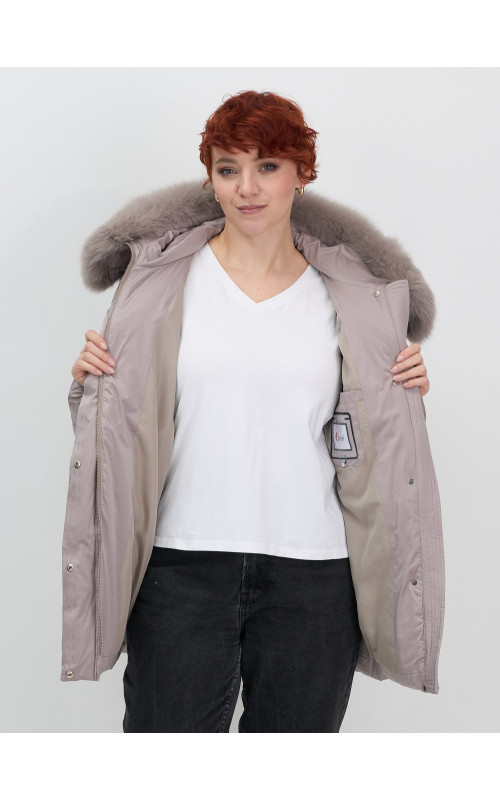 Пуховик для женщин с мехом песца