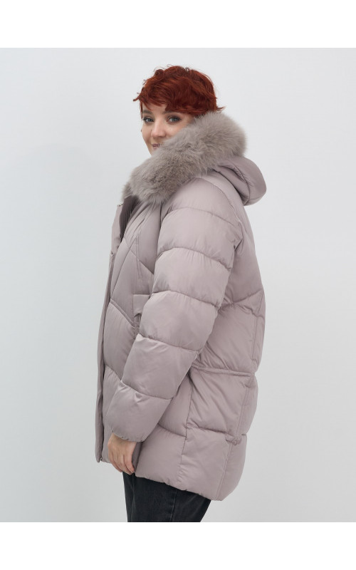 Пуховик для женщин с мехом песца