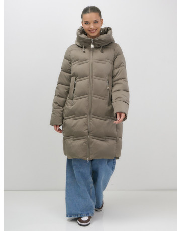 Длинный женский пуховик с капюшоном для зимы