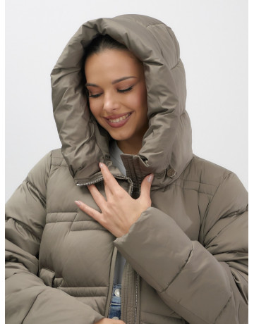 Длинный женский пуховик с капюшоном для зимы