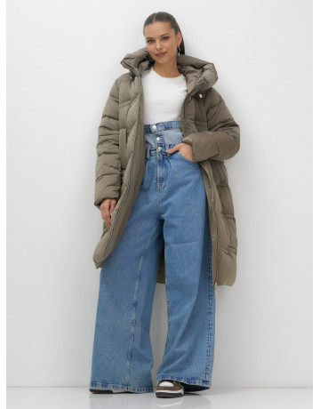 Длинный женский пуховик с капюшоном для зимы