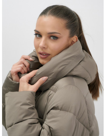 Длинный женский пуховик с капюшоном для зимы