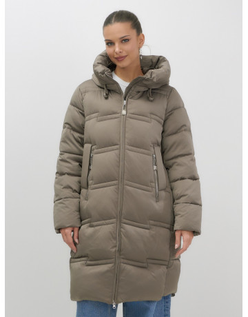 Длинный женский пуховик с капюшоном для зимы