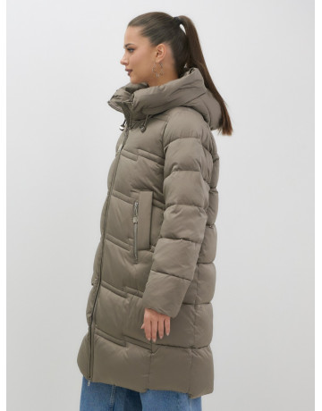 Длинный женский пуховик с капюшоном для зимы
