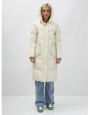 Длинный женский пуховик с капюшоном