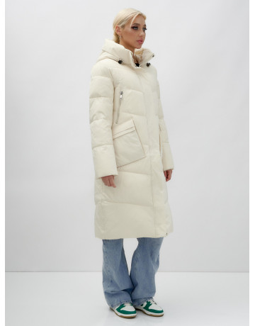 Длинный женский пуховик с капюшоном