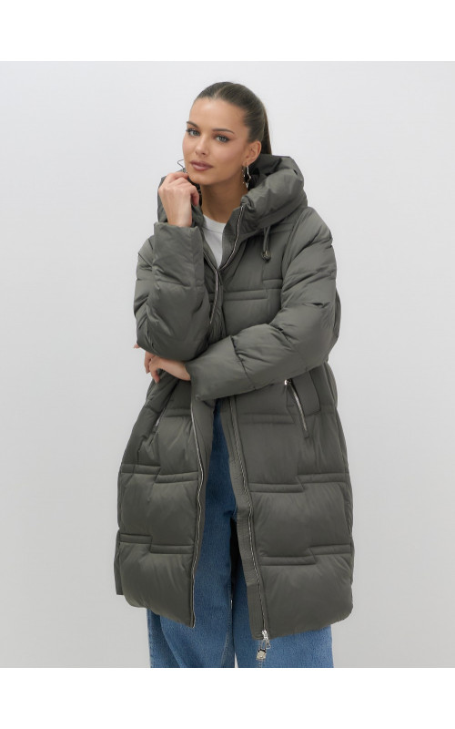 Длинный зимний пуховик для женщин с капюшоном