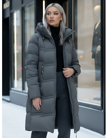 Длинный зимний пуховик для женщин с капюшоном