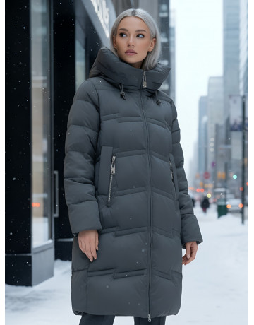 Длинный зимний пуховик для женщин с капюшоном