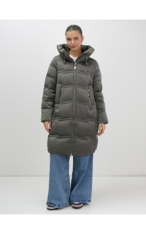 Длинный зимний пуховик для женщин с капюшоном