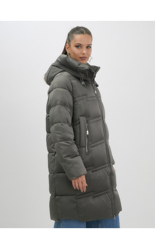 Длинный зимний пуховик для женщин с капюшоном