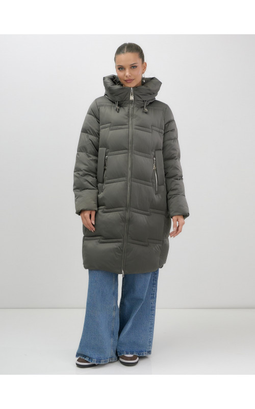 Длинный зимний пуховик для женщин с капюшоном