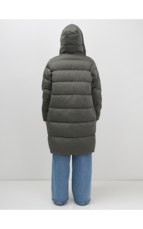 Длинный зимний пуховик для женщин с капюшоном