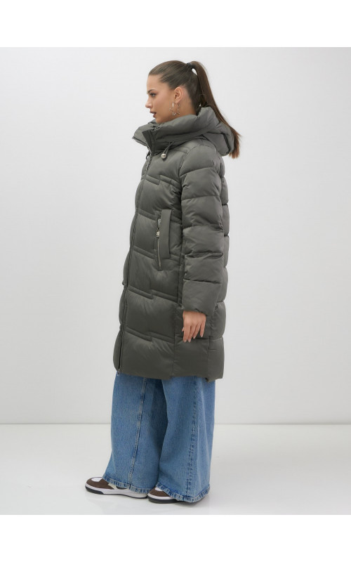 Длинный зимний пуховик для женщин с капюшоном