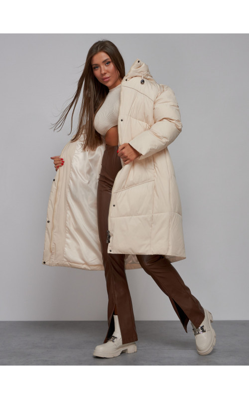 Длинный женский пуховик для зимы