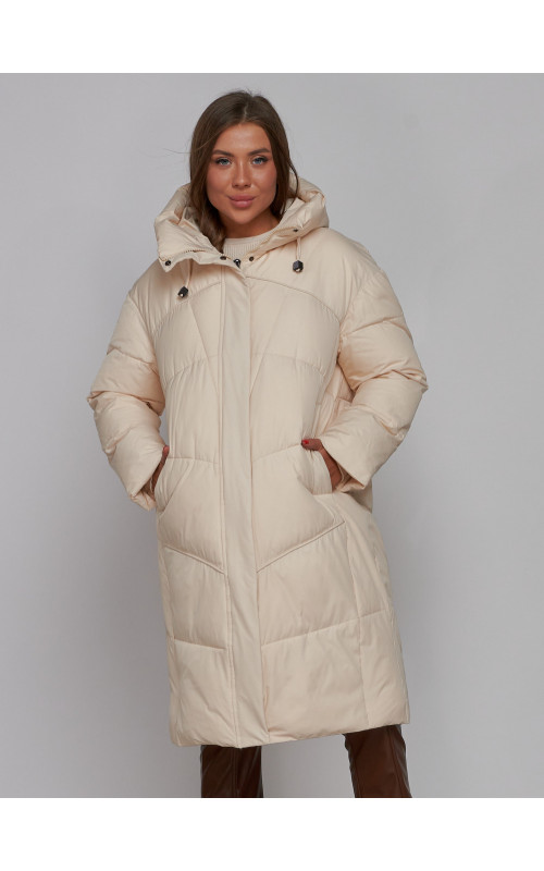 Длинный женский пуховик для зимы