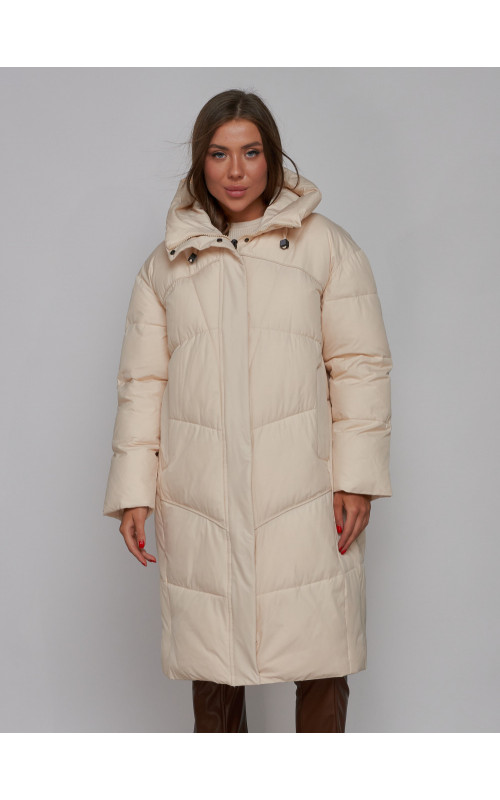 Длинный женский пуховик для зимы