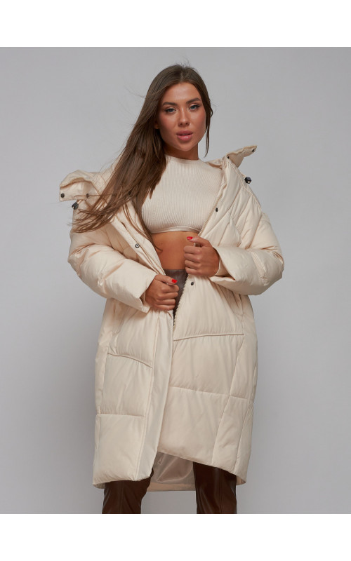 Длинный женский пуховик для зимы