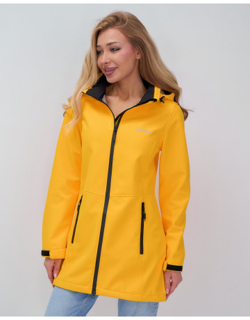 Женская спортивная парка с капюшоном softshell, жёлтая, для активного отдыха в Тюмени