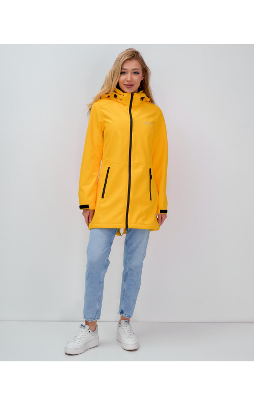 Женская спортивная парка с капюшоном softshell, жёлтая, для активного отдыха в Тюмени