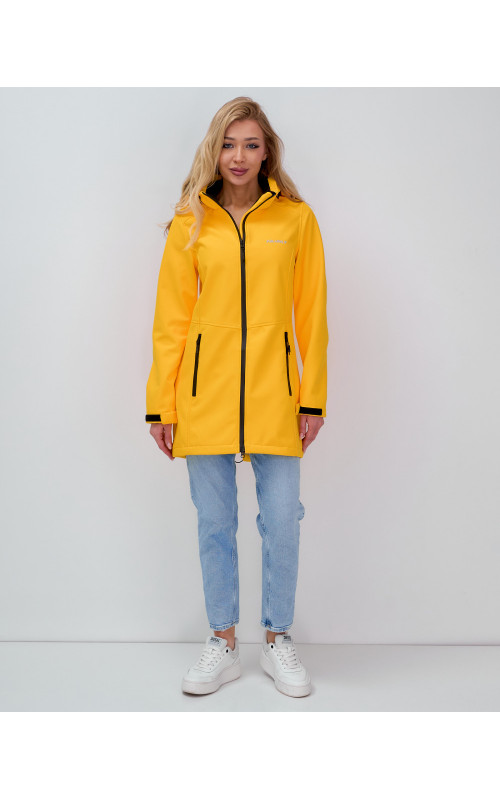 Женская спортивная парка с капюшоном softshell, жёлтая, для активного отдыха в Тюмени