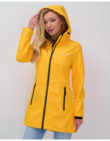 Женская спортивная парка с капюшоном softshell, жёлтая, для активного отдыха в Тюмени