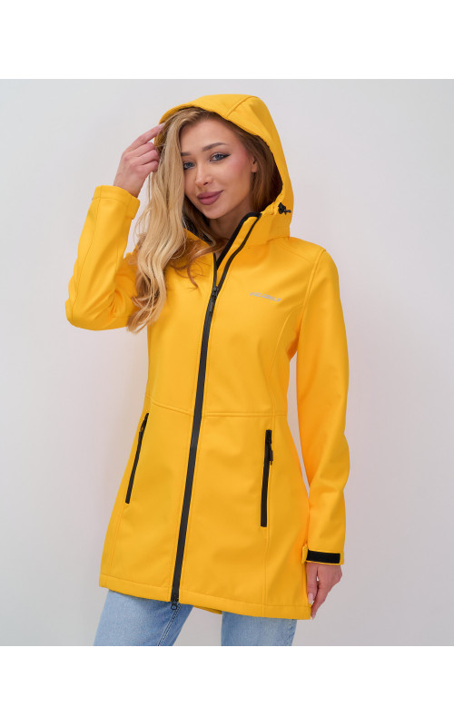 Женская спортивная парка с капюшоном softshell, жёлтая, для активного отдыха в Тюмени