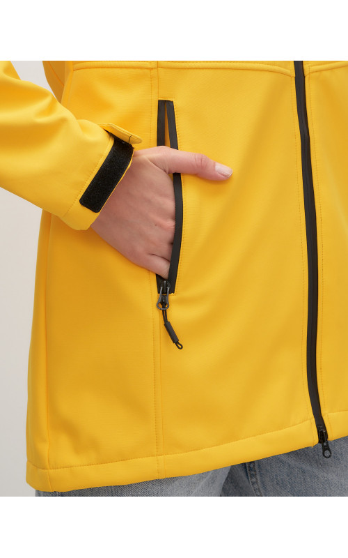 Женская спортивная парка с капюшоном softshell, жёлтая, для активного отдыха в Тюмени