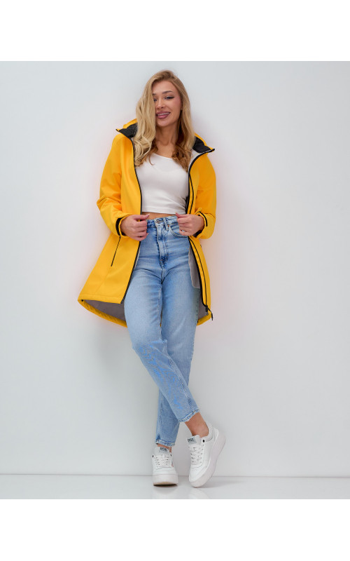 Женская спортивная парка с капюшоном softshell, жёлтая, для активного отдыха в Тюмени