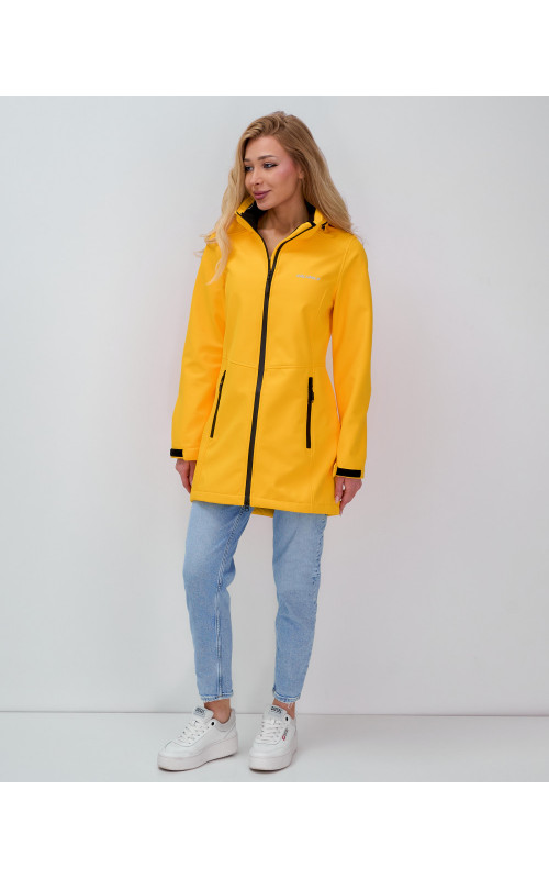 Женская спортивная парка с капюшоном softshell, жёлтая, для активного отдыха в Тюмени