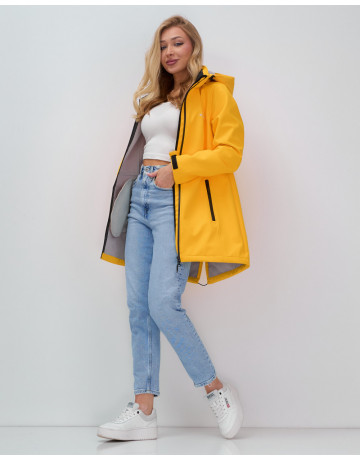 Женская спортивная парка с капюшоном softshell, жёлтая, для активного отдыха в Тюмени