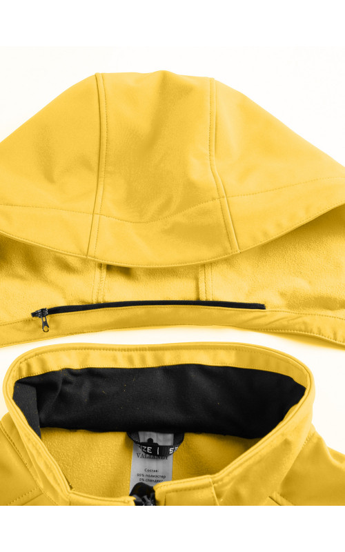 Женская спортивная парка с капюшоном softshell, жёлтая, для активного отдыха в Тюмени