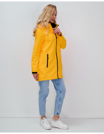 Женская спортивная парка с капюшоном softshell, жёлтая, для активного отдыха в Тюмени