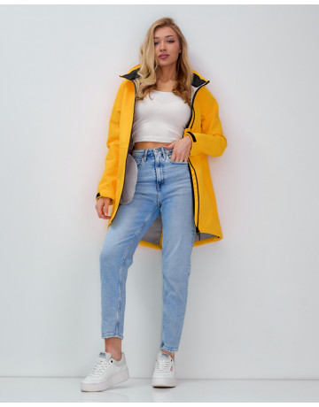 Женская спортивная парка с капюшоном softshell, жёлтая, для активного отдыха в Тюмени