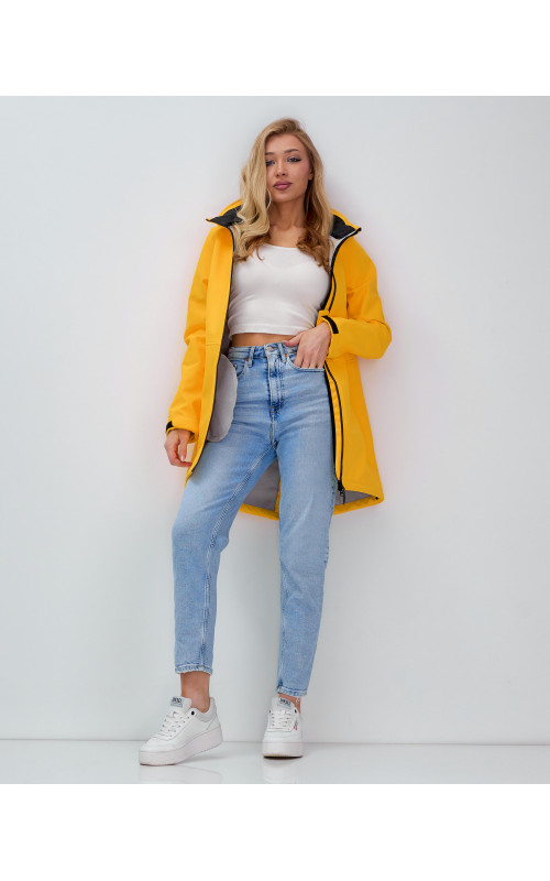 Женская спортивная парка с капюшоном softshell, жёлтая, для активного отдыха в Тюмени