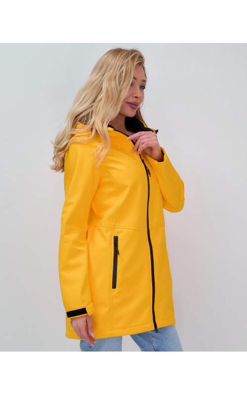 Женская спортивная парка с капюшоном softshell, жёлтая, для активного отдыха в Тюмени
