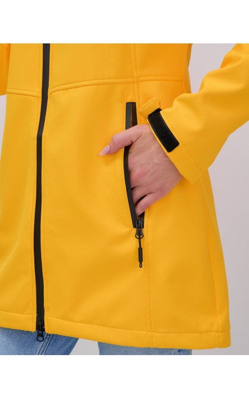 Женская спортивная парка с капюшоном softshell, жёлтая, для активного отдыха в Тюмени